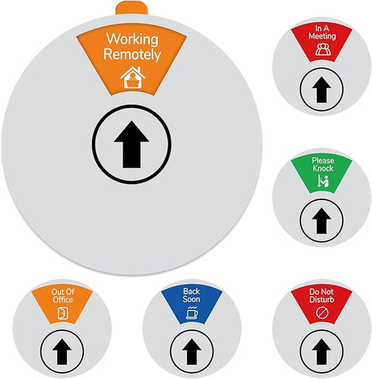 Out Of Office Sign for Door, 6 Options Status Private Sign, In a Meeting, Do Not Disturb, Working Remotely, In Out Sign Available and Away