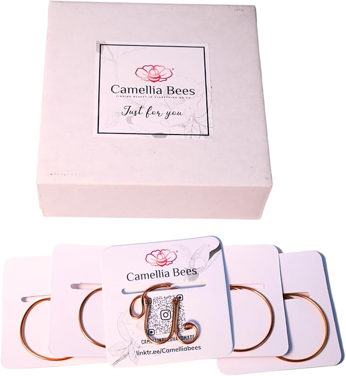 Personalized Initial Copper Bookmark, Set of 5, Handmade Copper Gift for Her, Him, Couple on Birthday, Wedding Anniversary, Alphabet Bookmark (U)