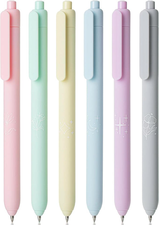 Mr. Pen- Retractable Gel Pens, 6 Pack, Color Ink Gel Pens Fine Point, Pastel Colors, 0.7mm Gel Pens Fine Point, Retractable Pens, Cute Pens, Aesthetic Pens for Journaling Fine Tip Pens