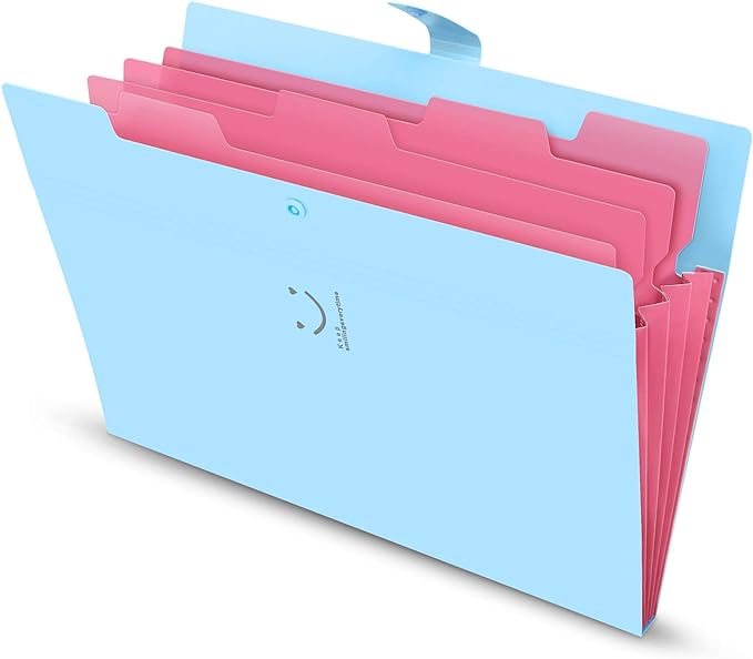 SKYDUE Expanding File Folder 5 Pockets ,Letter A4 Paper Accordion Document Organizer (Blue)