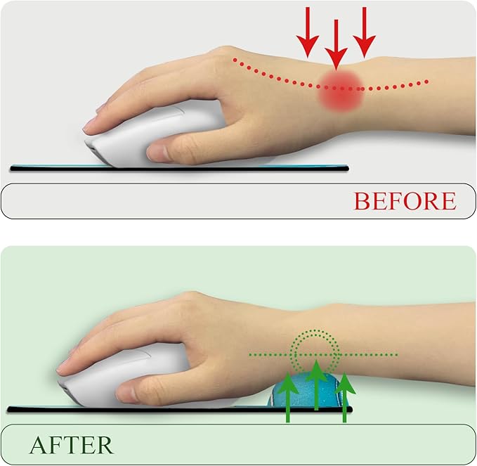 Blue Marble Ergonomic Mouse Pad with Wrist Rest, Gaming Mousepad Wrist Support with Non-Slip Pain Relief PU Base, Comfortable Computer Mouse Pads for Desk, Cute Office Desk Accessories Decor