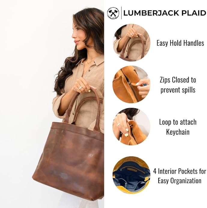 Rosewood Leather Tote Bag for Women - Genuine Leather Laptop Shoulder Bag, Large and Durable Tote, Perfect for Everyday Use