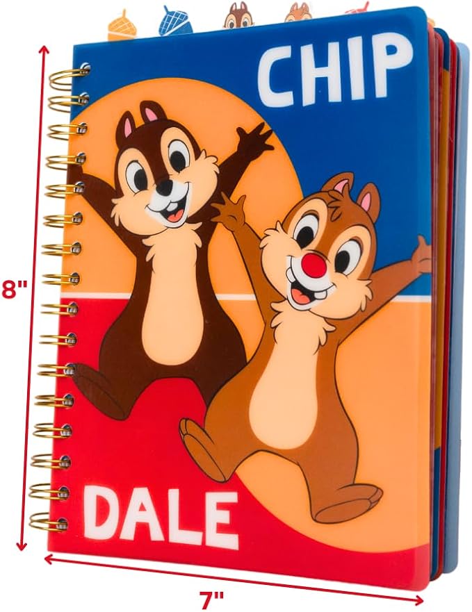 Innovative Designs Disney Chip and Dale Tab Journal Notebook, Spiral Bound, 144 Lined Pages, 8 x 7