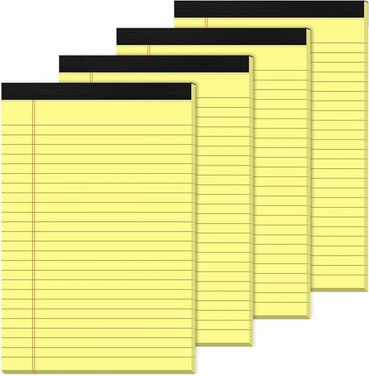 Yellow Legal Pads 5×8 Small Notepads 4 Pack Yellow Note Pads 5×8 College Ruled Perforated Writing Pads 80 GSM Lined Pads of Paper Writing Tablets 5×8 Memo Pads for Office, Home, School, 30 Sheet/ Pad