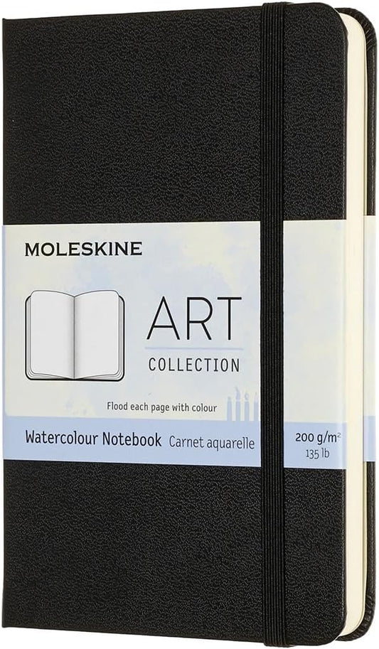 Moleskine Art Watercolor Notebook, Hard Cover, Pocket (3.5" x 5.5") Plain/Blank, Black, 60 Pages