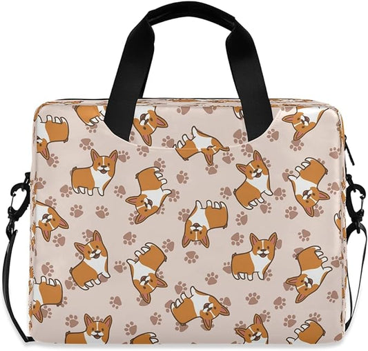 Cartoon Corgi Puppy Dog Laptop Messenger Bag Case Sleeve Briefcase for Men Women