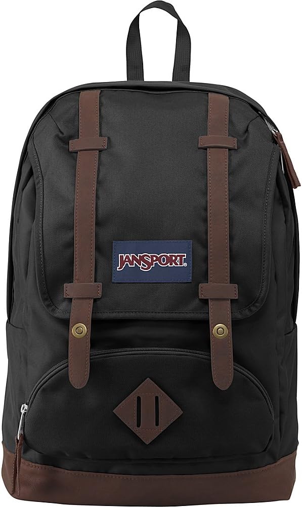 JANSPORT Cortlandt 15-inch Laptop Backpack - Rugged Vegan Leather Bag, Black