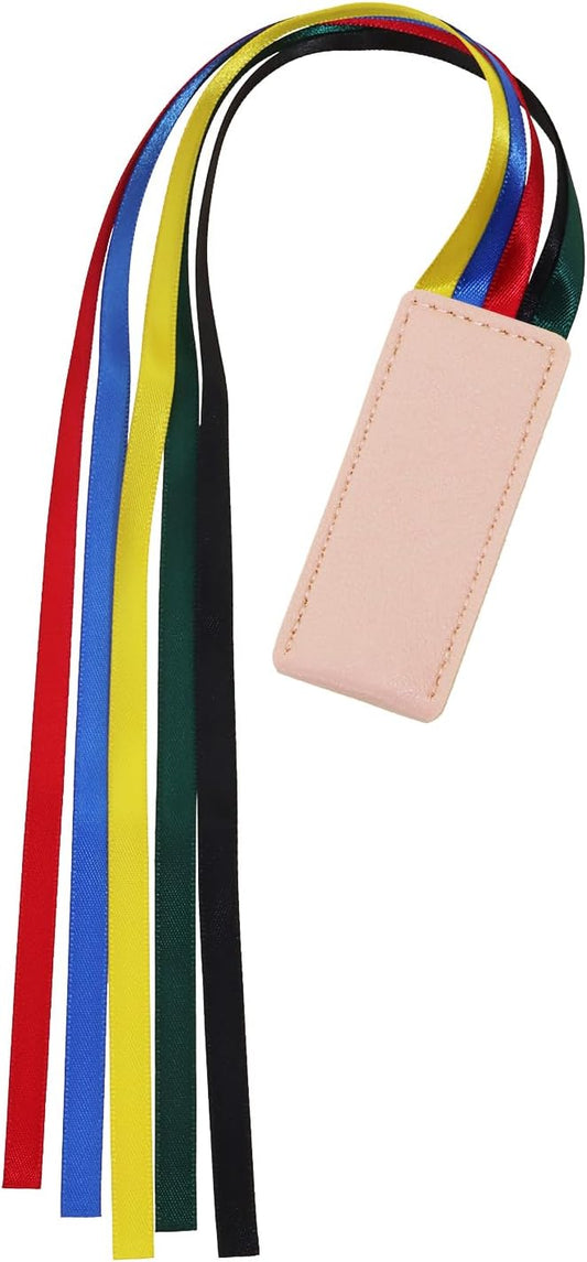 Bible Ribbon Bookmark Artificial Leather Multiple Page Marker with 5 Color Ribbons for Book Lover Reader Teacher Student Christmas Gift (Pink)
