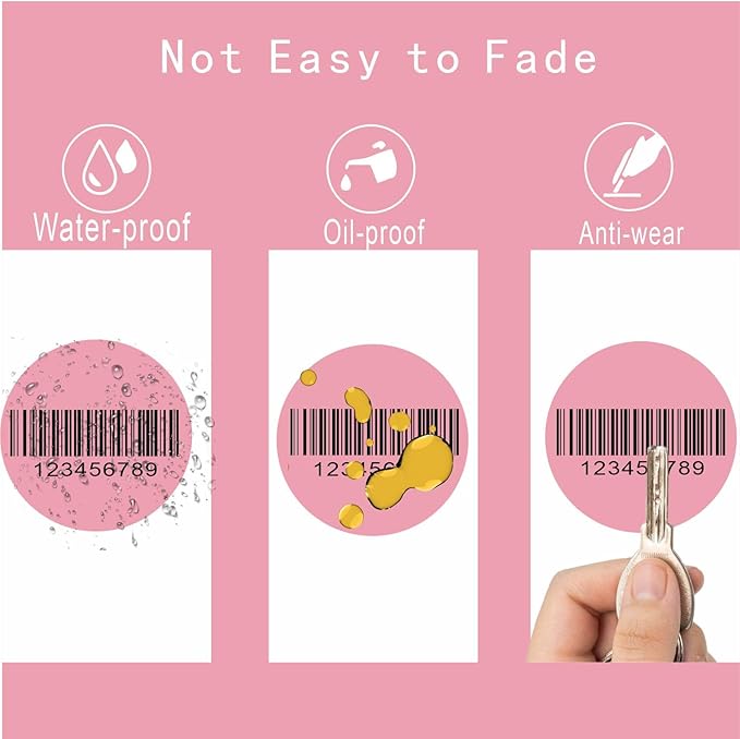 Hybsk 2 inch Circle Color Direct Thermal Stickers Shipping Labels for Barcodes,Name Tag,DIY Logo Design,QR Code,Inventory– Compatible with Zebra,Rollo,Munbyn,and More-750 pcs (2 inch,Pink)