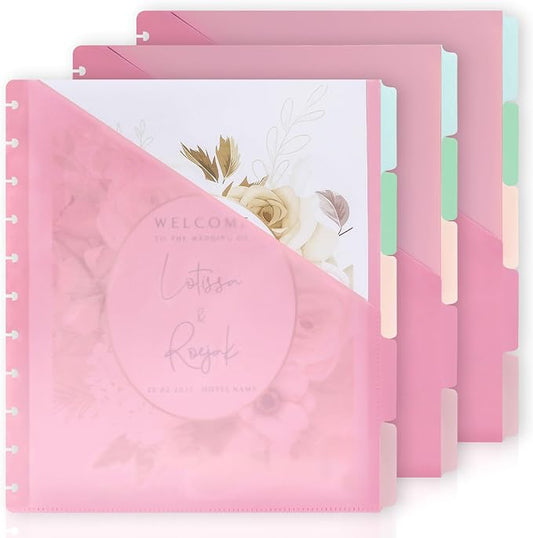 15Pcs Letter Size Discbound Pocket Dividers Dividers with Tabs and Pockets Discbound Pocket Folders 8.5 x 11 DiscBound Binder Dividers Plastic Dividers with Tabs DiscBound Planner Supplies for Office