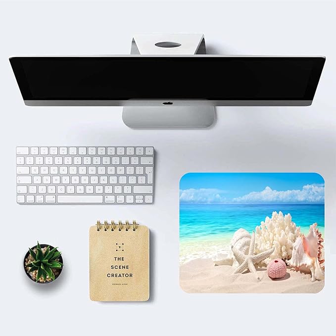 Sand Beach Mouse Pad,Cute Mouse pad,Custom Small Mouse Pads with Designs,Portable Office Non-Slip Rubber Base Wireless Mouse Pad for Laptop