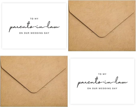 Set of 2 Parents In Law Wedding Day Card, Parents In Law Of The Bride/Groom Gifts, To My Parents In Law On Our Wedding Day. （Parents-in-Law B）