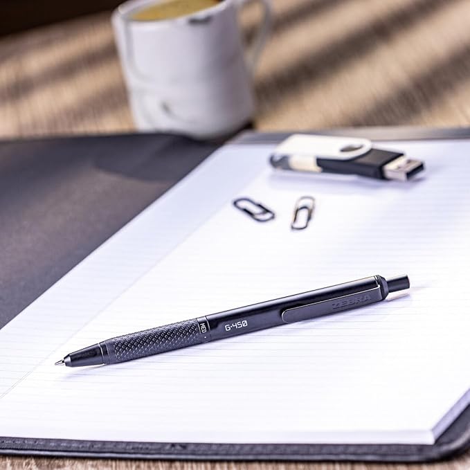 Zebra Pen G-450 Retractable Gel Pen, Black Brass Barrel, Medium Point, 0.7mm, Black Ink, 1-Pack (49511)