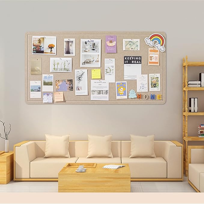 2Pcs Foldable Large Felt Bulletin Board - 36'' x 18'', Decorative Picture Framed Display Board with 70 Rose Pins for School, Home, Kitchen & Office Walls