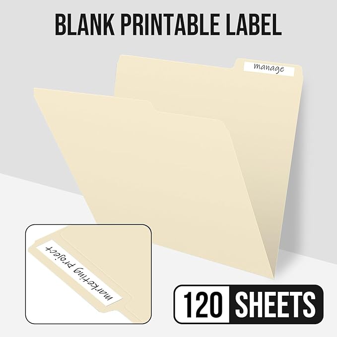 File Folders,IntoJoy 120 Pack Colored File Folder Letter Size, 1/3 Cut Tab Filing Folders for Office School Business File Document Organization,Manila