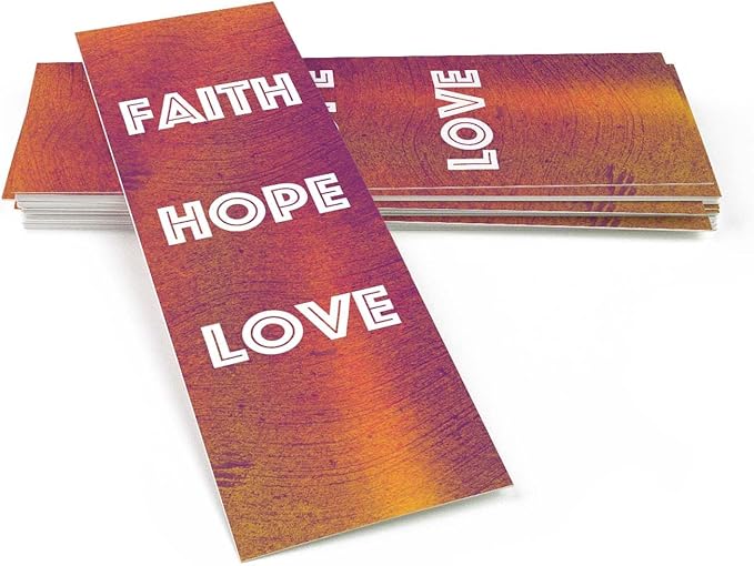 Faith Hope Love, 1 Corinthians 13:13, Bulk Pack of 25 Christian Bookmarks for Kids, Childrens Bible Verse Book Markers, Sunday School Prizes with Memory Verses, Scripture Gifts for Kids & Youth