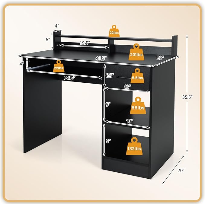 Giantex 2-Tier Office Desk, Black