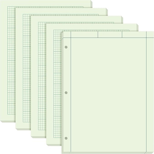 Seajan 5 Pcs Engineering Computation Pad Engineer Pad 8.5 x 11 Inches Engineering Notebook Graph Paper Notebook, 5 Squares Per Inch Evidence Engineering Pad, 100 Sheets/Pack (Green)