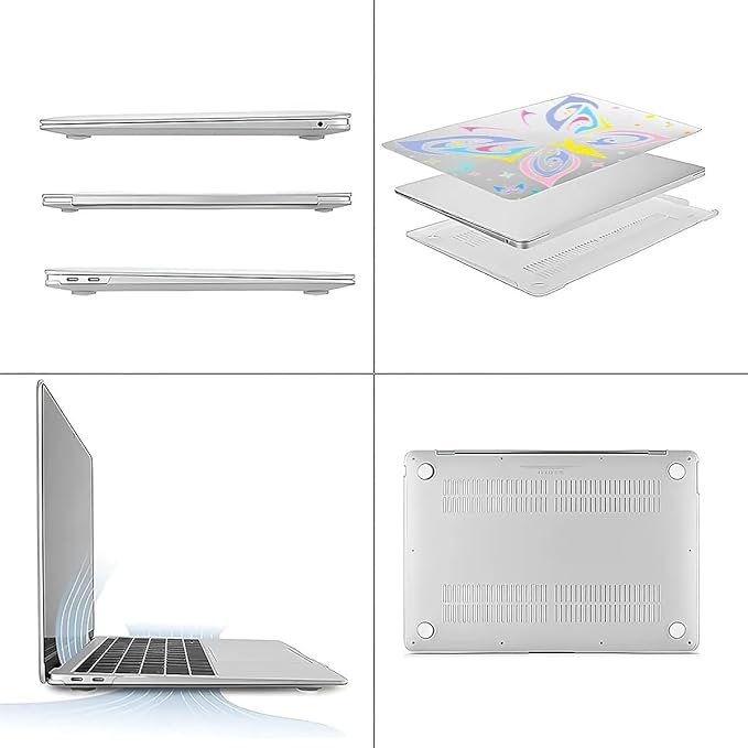 Compatible with 14.2 Inch MacBook Pro A2442/A2779, Colorful Butterfly Hard Plastic Shell Cover Case