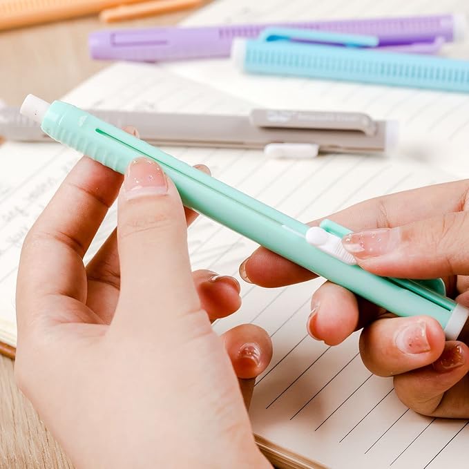 Mr. Pen- Retractable Mechanical Pencil Eraser, Pack of 6, Pastel Colors, Artist & Pen Eraser