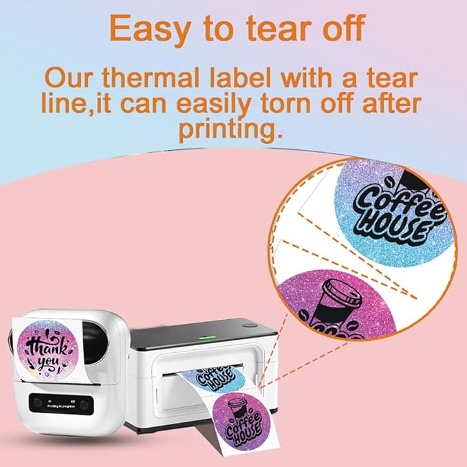 2 x 2 Round Thermal Labels, for M110/M120/M220/M221 Label Maker, 2 inch Circle Thermal Sticker Labels for Business and Home, 140 Labels for Printer,Starry Pink Purple