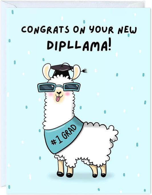 ALY LOU Graduation Card Funny for Him/Her, Congratulations Grad Card for Students Son Daughter, College High School University Greeting Cards (Dipllama)