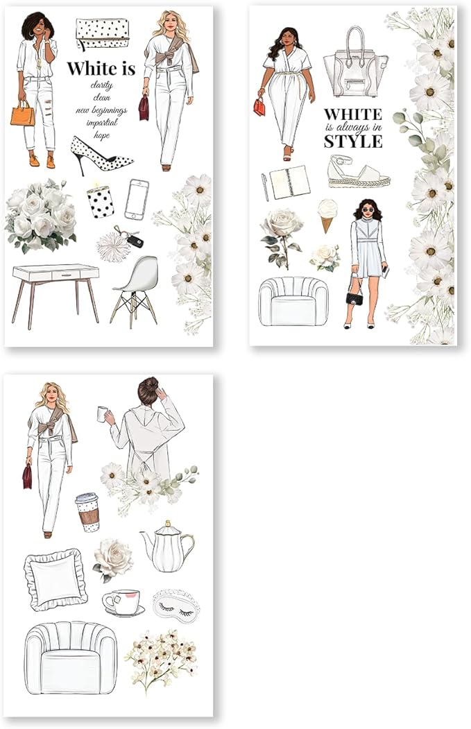 Rongrong Rainbow Girls Planner Stickers Book for Planners, Calendars, Journals – Aesthetic Premium Quality Hand Drawn – Scrapbook Stickers – 24 Pages