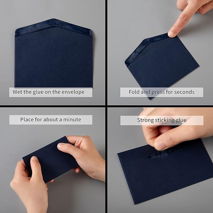 120 Pack Mini Envelopes Small Envelopes Self-Adhesive Kraft Paper Tiny Pockets for Business Cards Christmas Holiday Small Gift Cards Invitations Cards(4.13"×2.76") (Navy Blue)