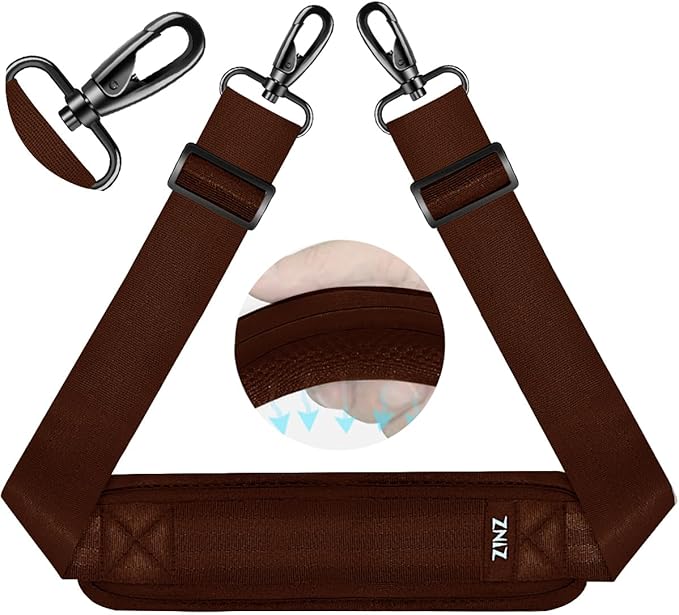 ZINZ 75" Shoulder Strap with Fixed Pad and Dual Balanced Buckles，Brown