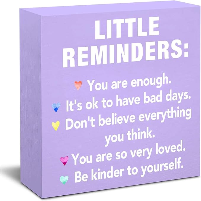 Inspirational Motivational Gifts Purple Office Decor Desk Accessories Little Reminders You are Enough Positive Purple Office Decor Sign Desk Decorations for Women Home & Office Cute Desk Accessories