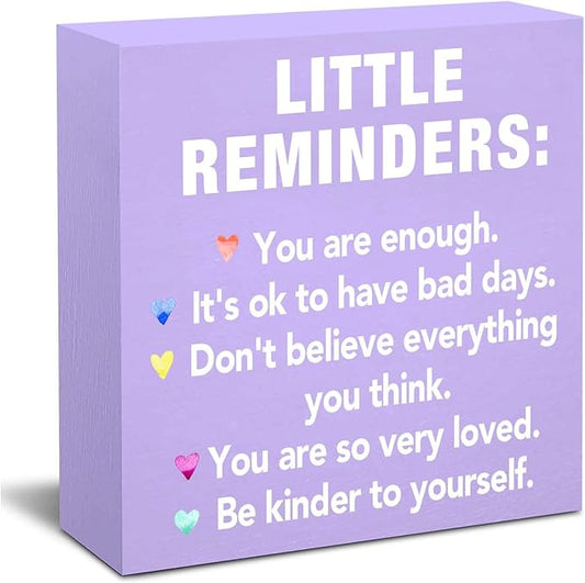 Inspirational Motivational Gifts Purple Office Decor Desk Accessories Little Reminders You are Enough Positive Purple Office Decor Sign Desk Decorations for Women Home & Office Cute Desk Accessories