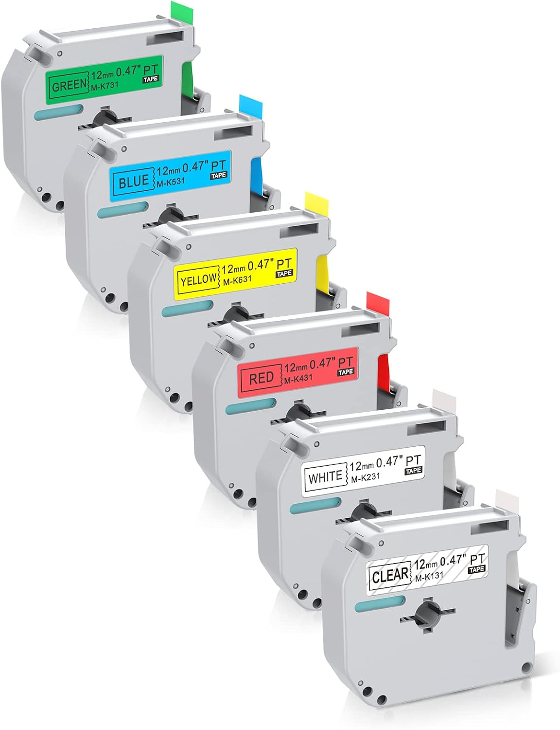 6-Pack Replacement for Brother P Touch M Tape M-K231 MK231 M-K131 MK431 MK531 MK631 MK731 12mm 0.47Inch Compatible with Brother PT-M95 PT-90 PT- PT-65 PT-70 PT-85 Label Makers