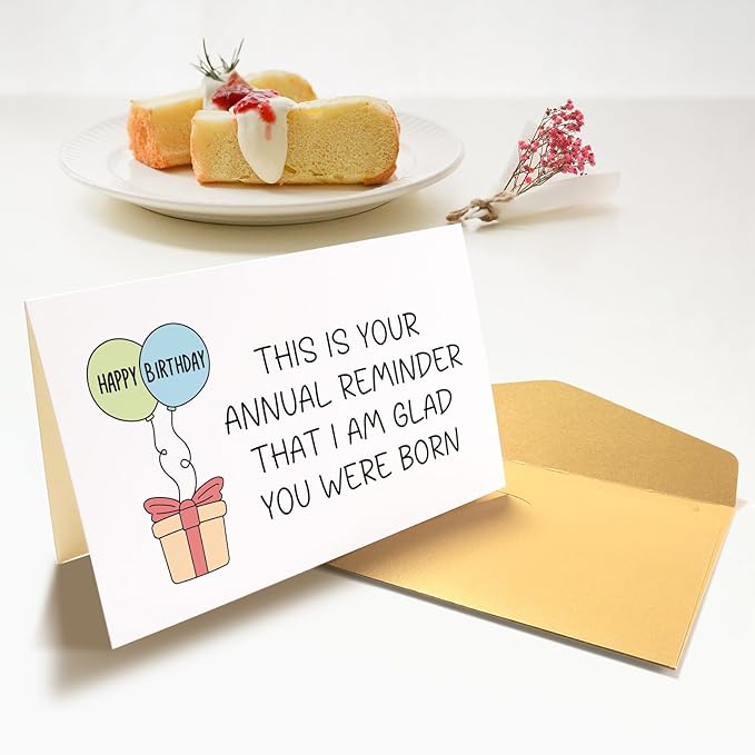 Chenive Funny Birthday Card for Sister Brother, Humorous Birthday Card for Friend, Happy Birthday Card for Him Her, This Is Your Annual Reminder Card