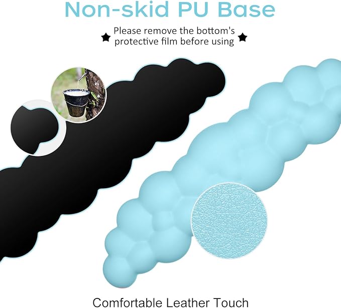 JIKIOU Upgrade Leather Cloud Keyboard Wrist Rest, Cloud Wrist Rest with Non-Slip PU Base, Comfortable Memory Foam Wrist Rest for Computer Laptop Mac Gaming Office and Pain Relief Christmas Wish Gift