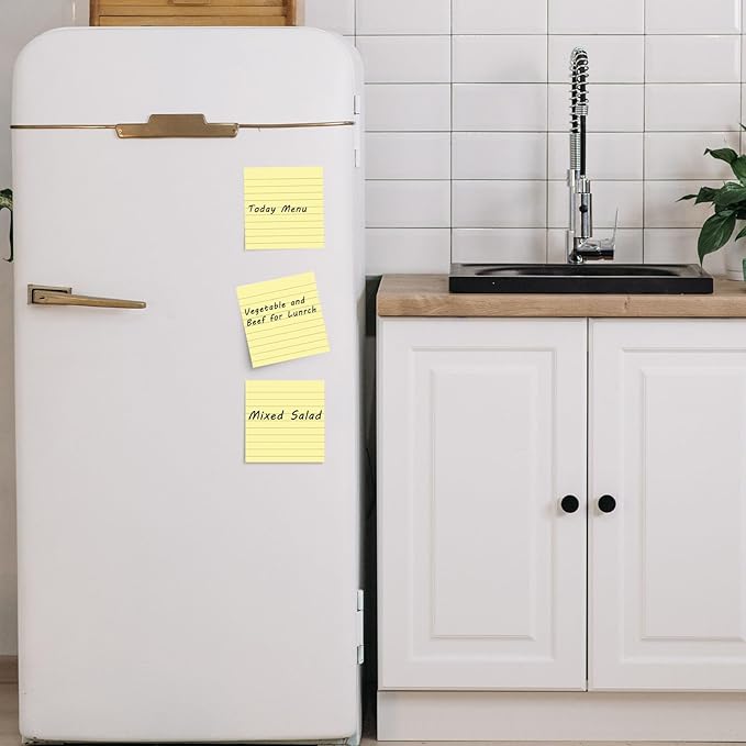 48 Pack 1920 Sheets Pop Up Sticky Notes Lined 3x3 inch Self-Stick Notes Pads Post Lined Sticky Note Pads Accordion Pop Up Notes Refill for Dispenser Home Office School, 80 Sheets/pad (Yellow)