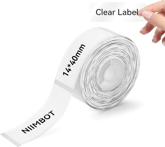NIIMBOT Label Maker Tape for D11/D110/D101 Label Maker, 14 x 40 mm (0.55'' x 1.57'')-160 Tapes/Roll for Home Office Labeling Tape Replacement, Clear