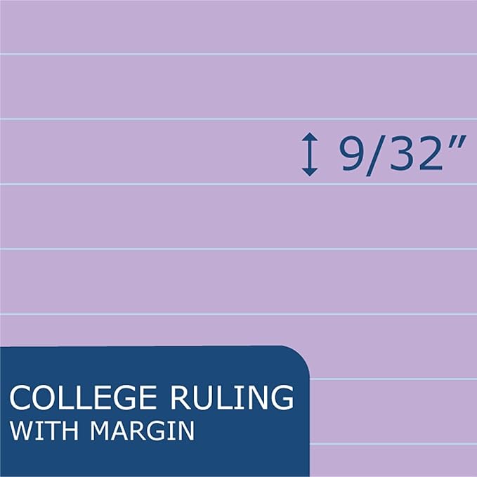 Roaring Spring Case of 12 Packs of 3 Landscape Note Pads, 11"x9.5", 40 sheets 16# Recycled pastel Paper Per Pads, 3 Assorted Colors, College Ruled