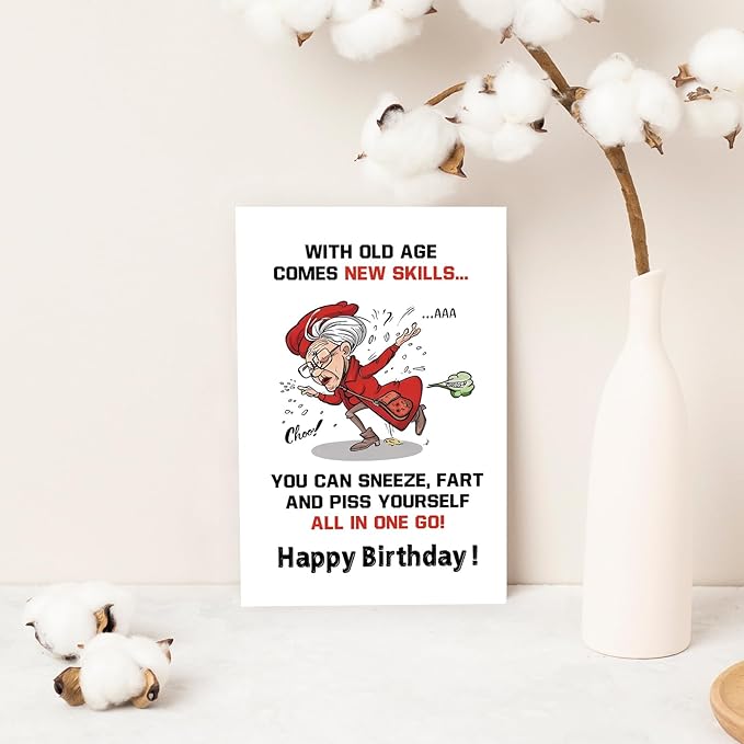 Funny Birthday Gifts for Mature Women，Hilarious Birthday Card for Grandma, Mom，Senior Female Friends，Gag 50th 60th 70th 80th 90th Birthday Card Gift，Humorous Getting Older Card，Aging Gracefully