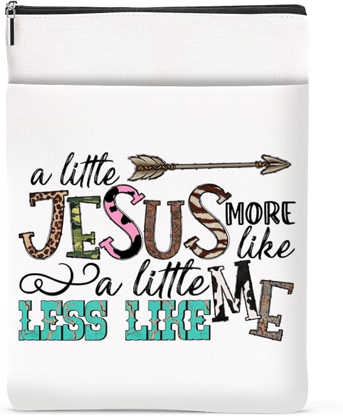 Inspirational Western Faith Christian Gifts Book Sleeve Book Cover Religious Cowgirl Accessories for Women Girls Lawyer Friendship Christmas Birthday Book Lovers Gifts Book Protector with Zipper