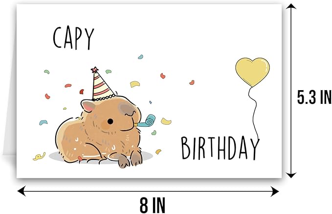 Qiliji Funny Birthday Card, Cute Capy Birthday Greeting Card, Capybara Bday Pun Card, Happy Birthday Card for Him Her