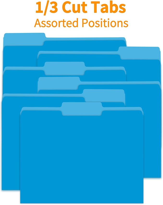 36 Packs File Folder,Blue Folders 1/3-Cut Tabs,Letter Size File Folder,8.5x11 Inch File Folders for Office,School and Home,Organizer Documents