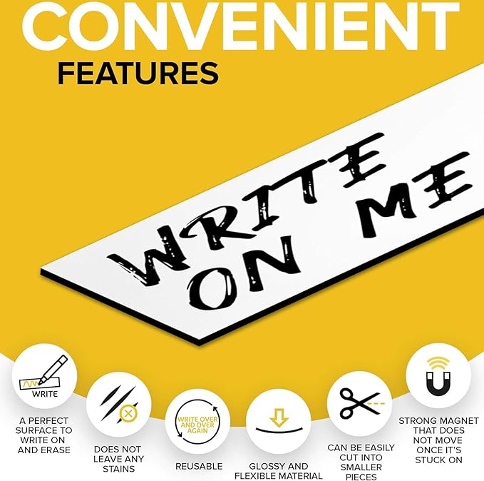 X-bet MAGNET Dry Erase Magnetic Strips 50 feet x 1inch x Total Thickness 0.5mm+Marker+1 Dry Erase Marker