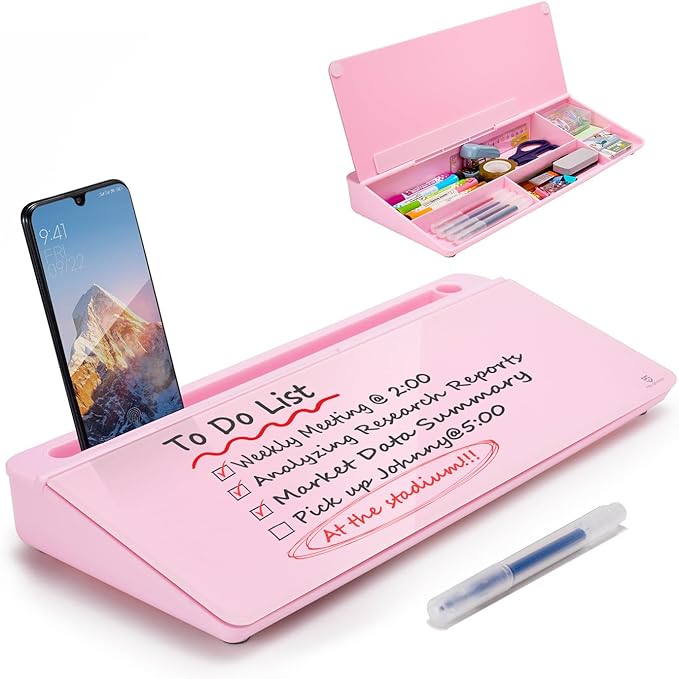 TSJ OFFICE Desktop Whiteboard Dry-Erase-Board - Computer Keyboard Stand White Board Surface Pad with Drawer, Desk Organizers with Accessories for Office, Home, School Supplies