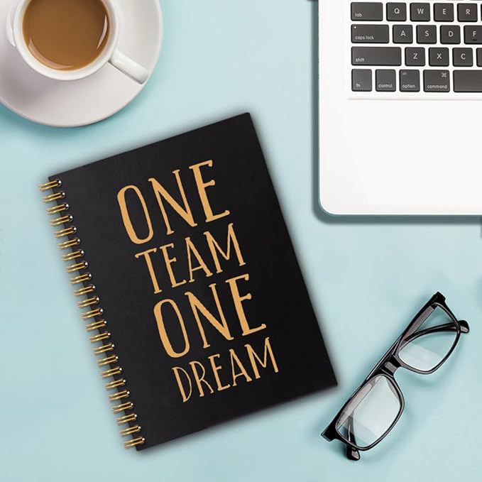 One Team One Dream 160 Blank Pages Spiral Notebook, Team Notebooks for Employees, Teamwork Gifts for Staff, Team Member Gifts for Colleagues, Team Building Gifts for Coworkers