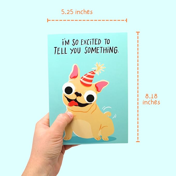 Farting Dog Birthday Card - Funny Birthday Card for Men Women Kids - Farting French Bulldog Meme Sound and Shaking Dog Motion Bday Greeting Cards 5.25 x 8.18 Inch