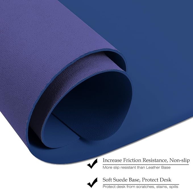 ‎Boutilon Leather Desk Pad 24"x 14" Non-Slip Mouse Pad,Office Desk Mat,Waterprooft PU Leather Desk Blotter,Desk Pad Protector,Desk Writing Pad for Home Office Decor (S-Navy)