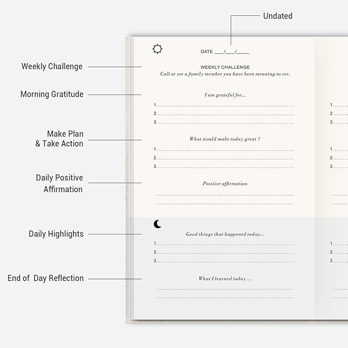 The Gratitude Journal: Inspire Thankfulness, Mindfulness, Positivity, Happiness,Upgraded with Pen Holder, Inner Pocket & Elastic Closure Band (Beige)