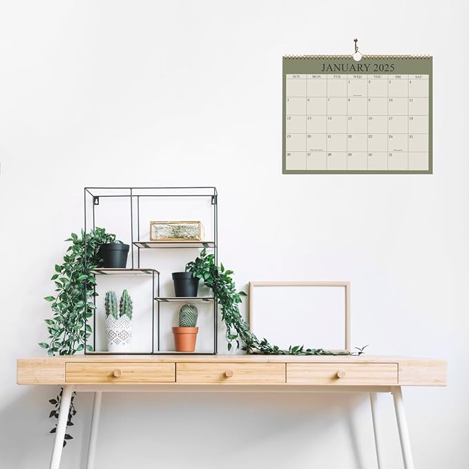 Calendar 2025, Wall Calendar 2025-2026 from January 2025 - June 2026, 18 Months Calendar with Premium Paper, Twin-Wire Binding & Hanging Hook, 8.5" x 11", Green