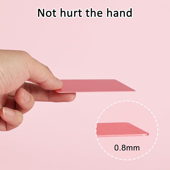 Thick Aluminum Metal Business Cards Anodized Aluminum 86 X 54 X 0.8mm 15 pcs Include Protector Sleeves (Pink)