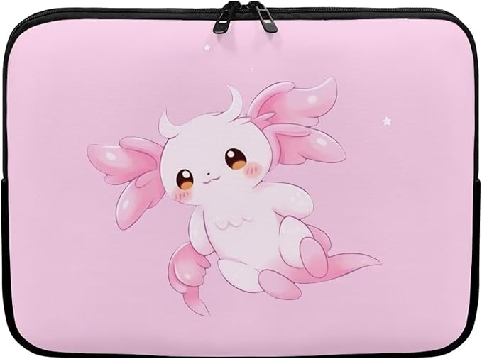 Cute Axolotl Laptop Sleeve for Women 13 inch Lap Top Case Slightly Laptop Pouch with Humanize Design Computer Carrying Case Easy to Clean Laptop Accessories Pink Tablet Bag
